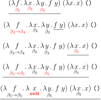 単純型付ラムダ計算の型推論ステップ例